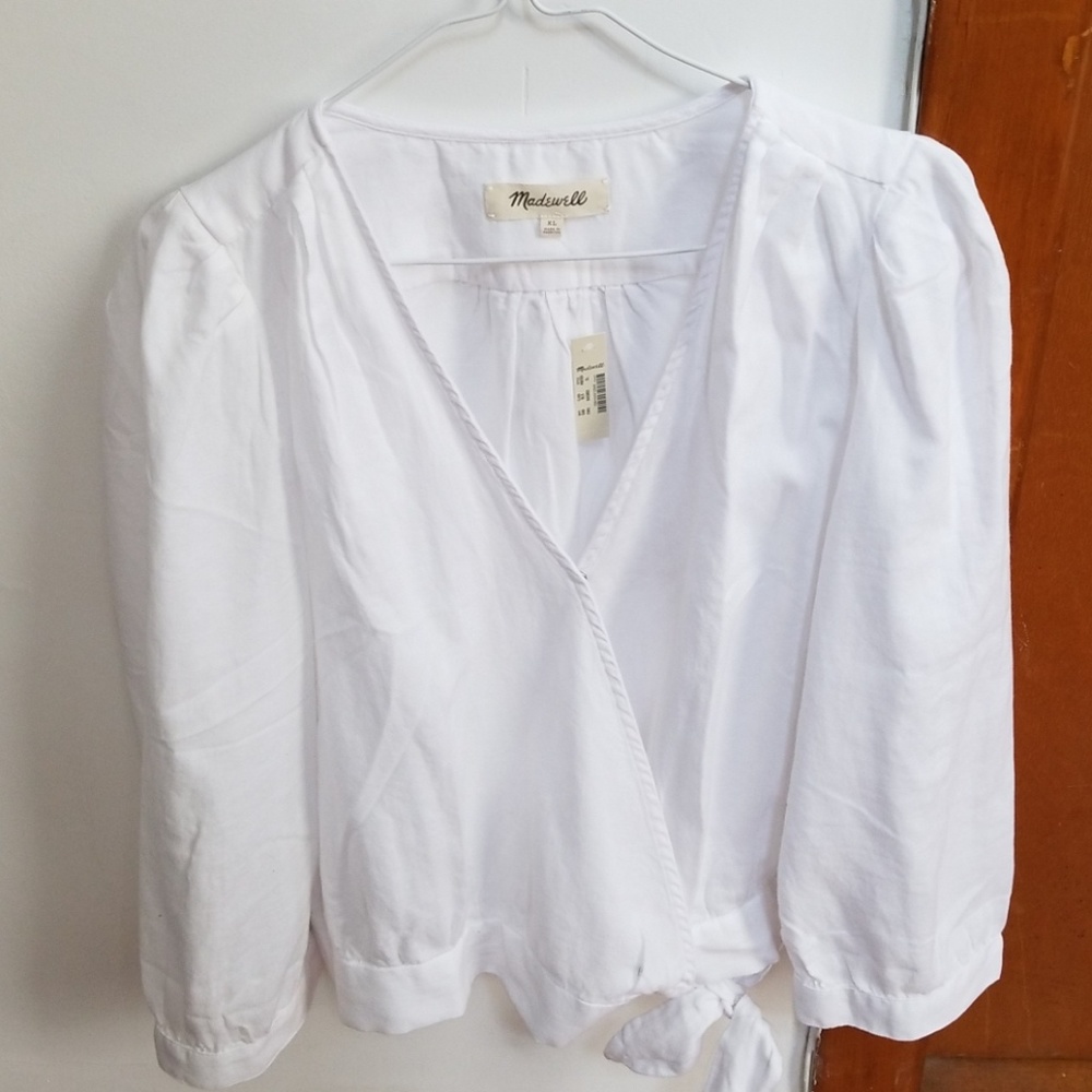 Madewell white wrap top NWT